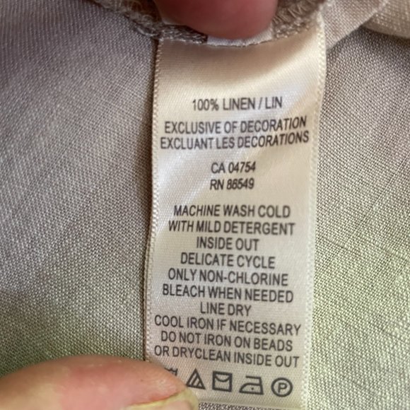 Tommy Bahama Light Tan Linen Tunic with Beading - Size XL - Picture 10 of 10